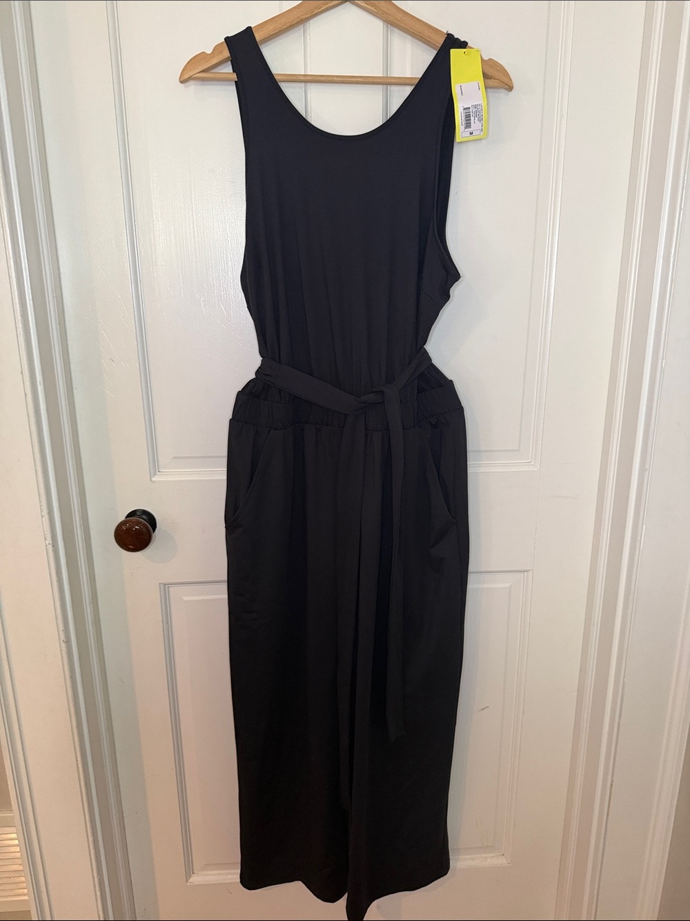all in motion Black Sleeveless Jumpsuit with Tie Waist